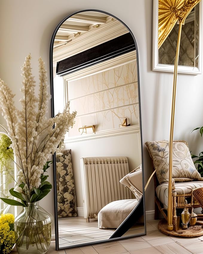 Antok Full Length Over-the-Door Hanging Mirror - Freestanding Wall Mount Leaning Body Mirror for Bedroom Living Room Entryway, 58" L x 20" W, Black