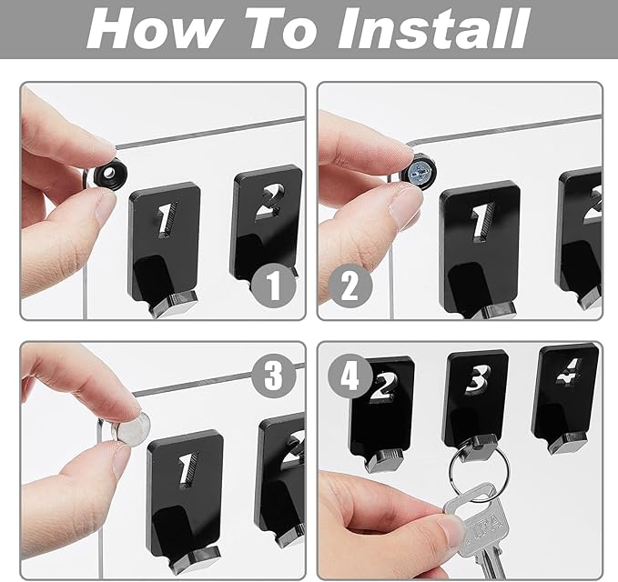 Beeveer Acrylic Key Board with 18 No. Hooks Wall Mount Key Rack Holder Hanger Storage Collection for School, Garage, Car Dealer, Office, Hotel, Real Estate(Transparent)
