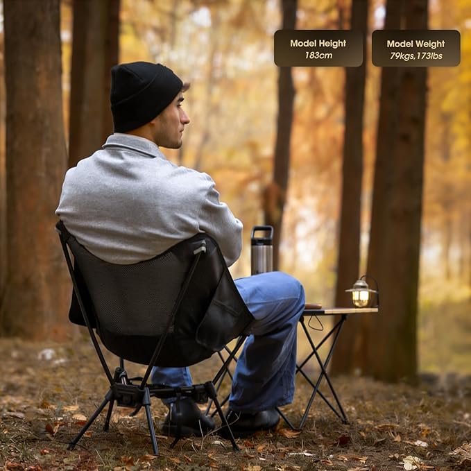 MOON LENCE Portable Camping Chair Backpacking Chair - The 4th Generation Ultralight Folding Chair - Compact, Lightweight Foldable Chairs for Hiking Mountaineering, Beach (Grey)