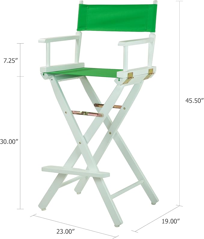 Casual Home Director's Chair ,White Frame/Green Canvas,30" - Bar Height