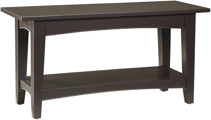 Alaterre Furniture Shaker Cottage Bench with Shelf, Chocolate