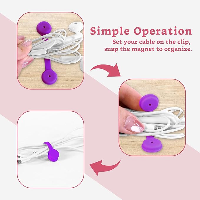 6 Pack Magnetic Twist Ties, Viaky Multicolor Magnet Keeper Bands Winder Wrap Straps Cable Clips Cord Organizer for Earphones/USB Cable/Bookmarks/Keychain/Cable Management