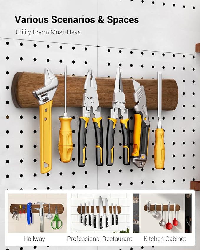 Swaitee Magnetic Knife Holder for Wall, 12 Inch Acacia Wood Magnetic Knife Strip, Kitchen Storage Organizer, Fridge Side Mount, Housewarming Gifts for New Home