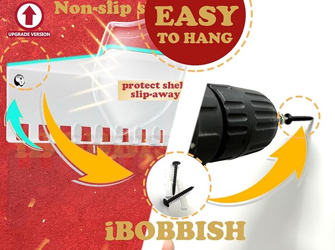 iBobbish Metal Medal Hanger Display,Non-Slip Trophy Shelf with 20 Hooks,Wall Mount,Heavy Duty,Non-Bent,Holds 22-33lbs,for Gymnastics,Race,Soccer,Swim