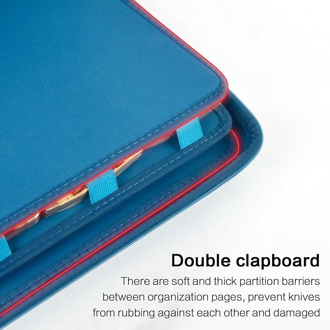 Knife Display Case for 64+ Pocket Knives, Butterfly Knife Storage Box, Folding Knives Organizer Holder, Knives Collection Organized Carrier for Survival, Tactical, Outdoor, EDC Mini Knife - Dark Blue