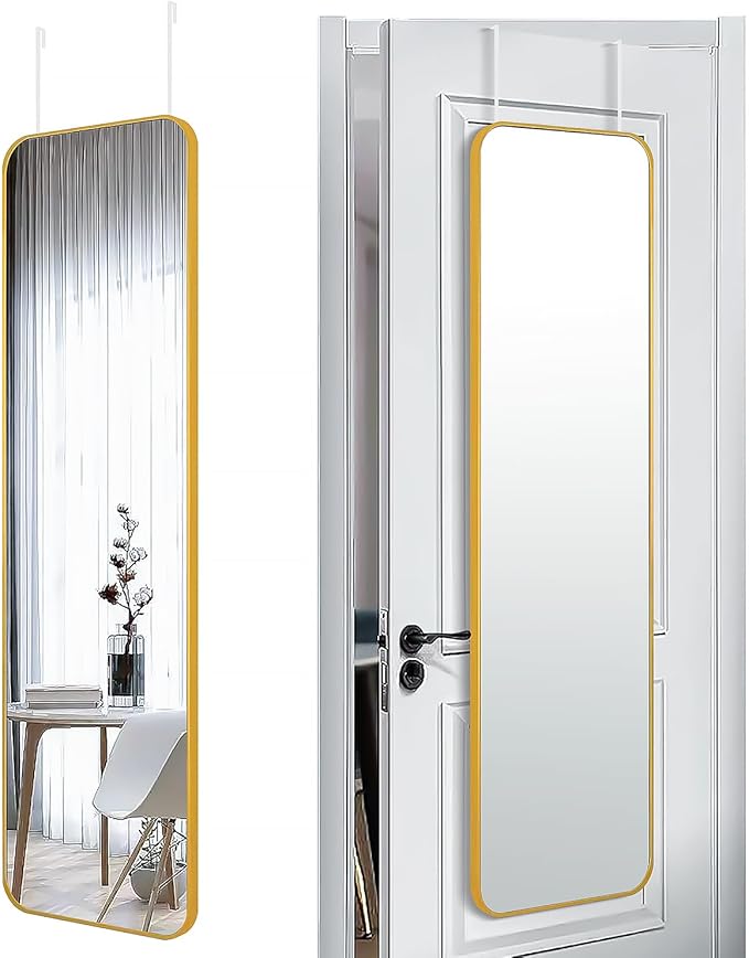 SCWF-GZ 47x14 Mirror Rectangle Full Body Length Door Hanging Wall Mounted Aluminum Alloy Metal Frame Dressing Make-up Mirrors for Entryway Bedroom Bathroom Living Room 47 14 inch Gold