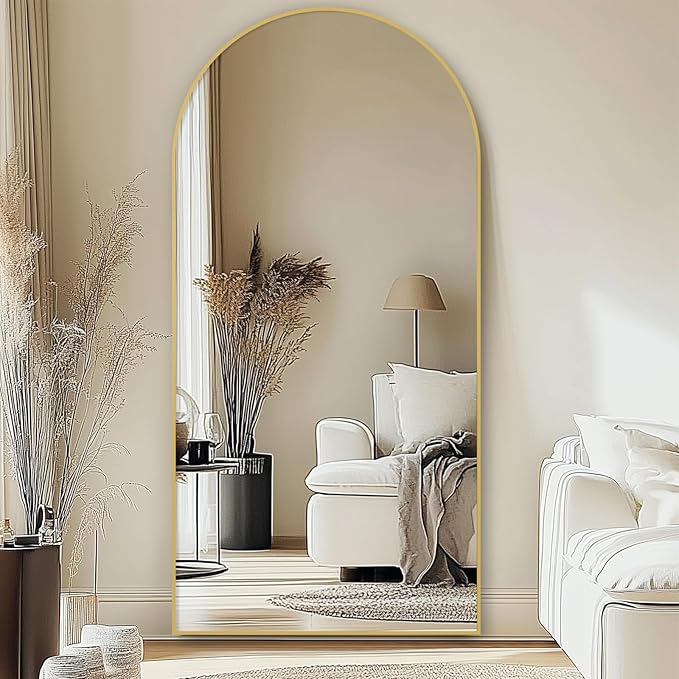 Oversized Full Length Mirror 78x38 Inch - Wall Mounted or Standing Floor Mirror with Aluminum Alloy Frame, Shatterproof Tempered Glass - Modern Mirror for Bedroom, Living Room, Closet, Gold