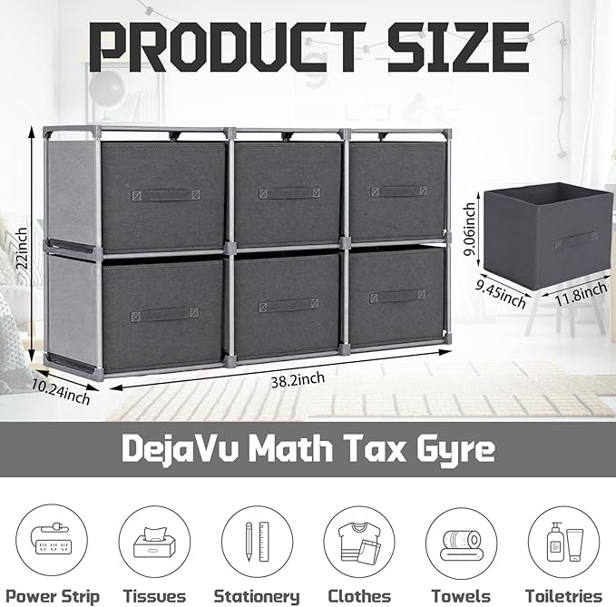 Geetery Under Dorm Bed Cube Organizer Shelf with 6 Cube Fabric Storage Organizer Bins with Handle Dorm Under Bed Closet Drawer for College Essentials Nursery Bedroom Living Room(Grey)