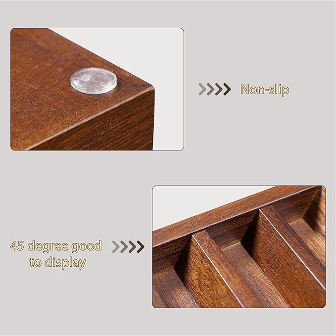Knife Display Case Knife Holder for Pocket Knife Case Storage, Edc Tray Fits Edc Flashlight (Walnut,2 Pack)