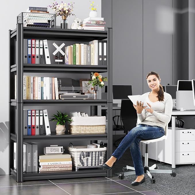 46''W Storage Shelves,Adjustable Shelving Unit,5T Metal Garage Shelving ,Heavy Duty Garage Storage Shelves, Quick-Install Metal Shelving Unit Utility Rack Shelf for Warehouse, Kitchen72H*46W*20''D
