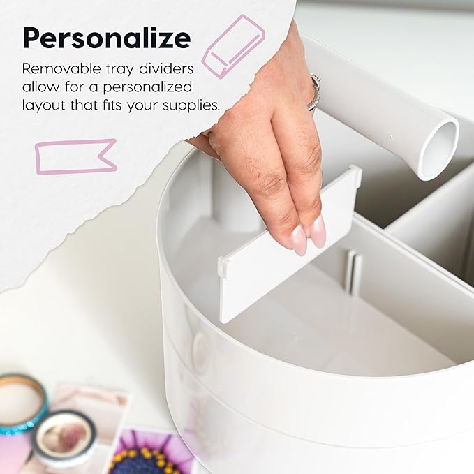 IRIS USA 2-Pack Desk Caddy Organizer |Made in USA| with Built-In Handle & 6 Storage Compartments for Markers, Pens, Arts & Crafts - White