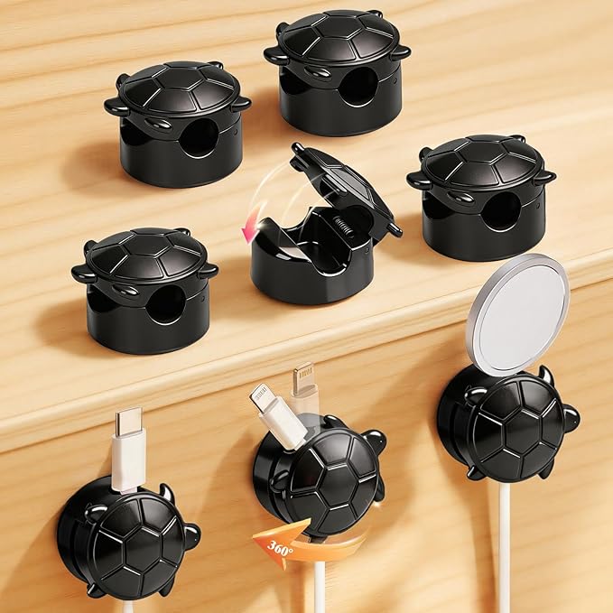 Lancord 8 Pack Rotatable Cable Clips, Cord Organizer Spring Clip Cord Holder for Nightstand Cable Holders for Cords Charging Cable Organizers Cable Management for Desk Office Car Wall