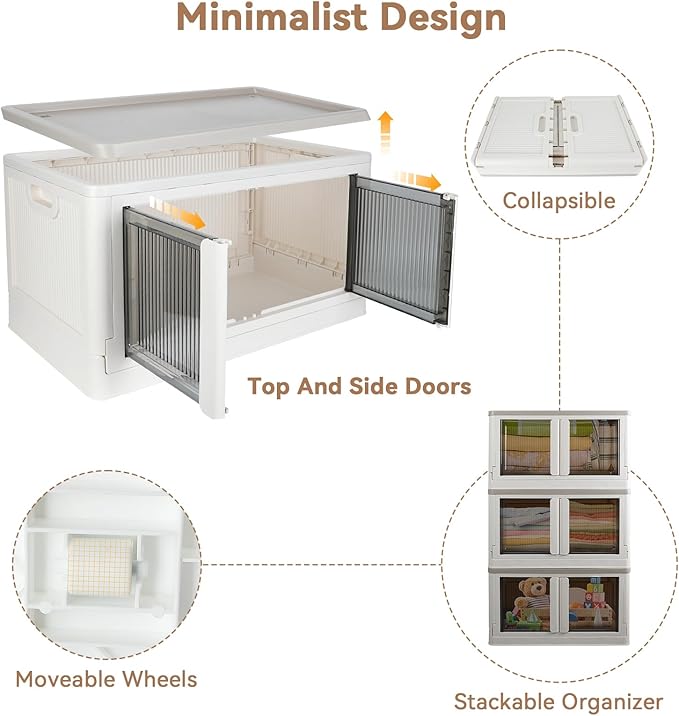 Storage Box, Cabinet with Lids, Extra Large Useful Box, 19 Gallons (72L) Capacity (Each One), 2 Packs, Collapsible, Installation Free, Nice For Kid