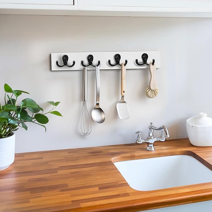 Coat Hooks Wall Hooks for Hanging - 15 Pack Black Double Prong Hook Wall Mounted - Great for Living Room, Bedroom, Entryway, Closet for Coat, Bag, Towel, Hat, Key, Cup, Heavy-Duty, Easy to Install