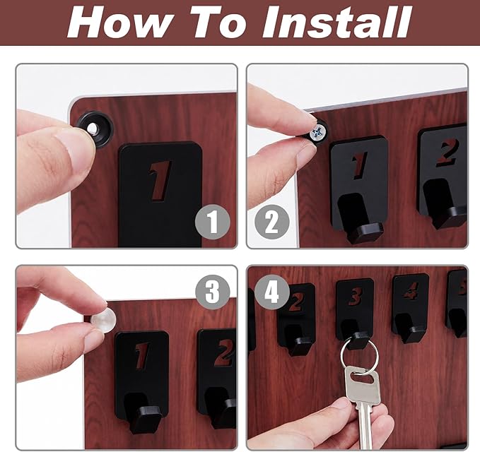 Beeveer Acrylic Key Board with 18 No. Hooks Wall Mount Key Rack Holder Hanger Storage Collection for School, Garage, Car Dealer, Office, Hotel, Real Estate(Wood Grain)