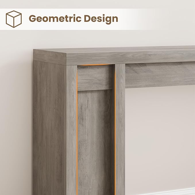 Garvee 70.9 in Gray Entryway Table, Wooden Farmhouse Console Table Below Mounted TV, Thick Sofa Table Behind Couch Table, Long Console Tables for Entryway Living Room