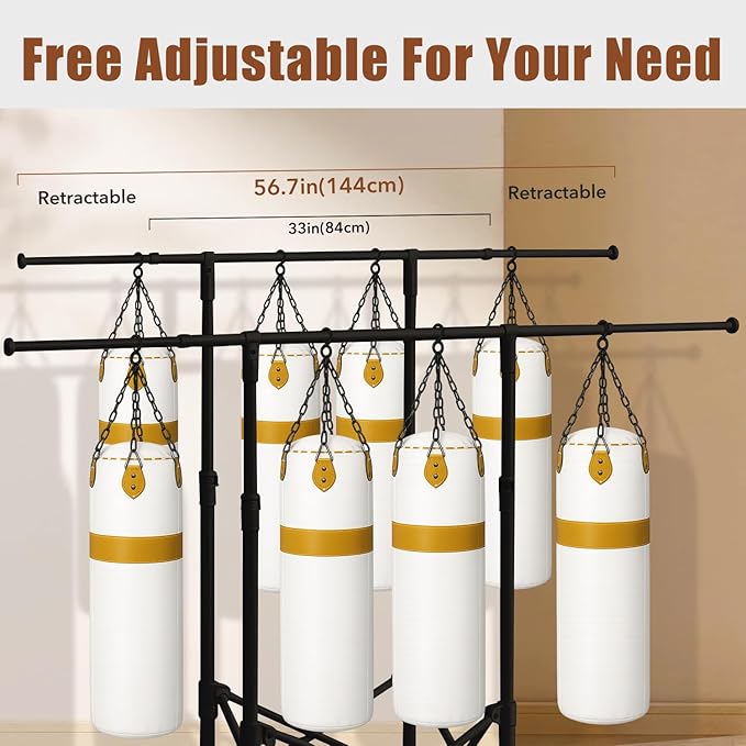 Clothes Rack Double Rods, Foldable Laundry Rack for Air Drying Clothing, Wardrobe Closet Rolling Sturdy Metal Garment Rack for Bedroom Laundry Living Room, Black