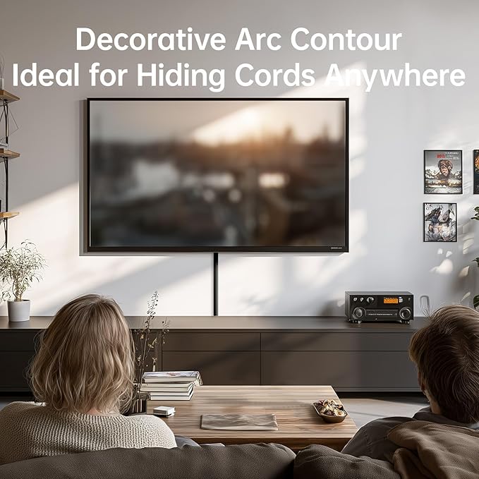 Delamu 85in Adhesive Cord Hider Wall, Mounted TV Cord Cover Kit, Multiple Cable Raceways for Wall Corner, Wire Cover Hiders for 1-2 Cables, 1.18" W X 0.43" H, Black