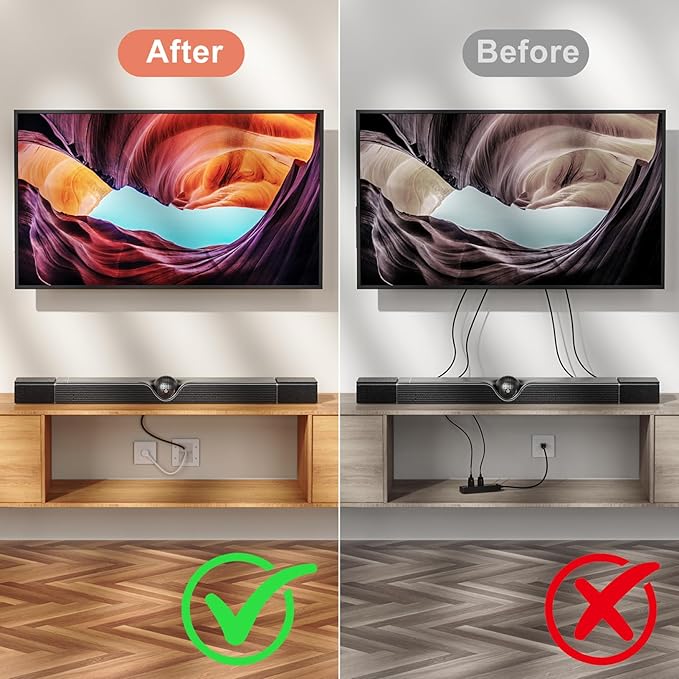 in-Wall TV Cable Concealer Kit with Recessed Power – 2 AC Outlet, 9ft Cord, and Hand Saw – Easy, Safe Cable Management for Organized TV and Home Theater Setups，Easy Installation Kit，Multiple Scenarios
