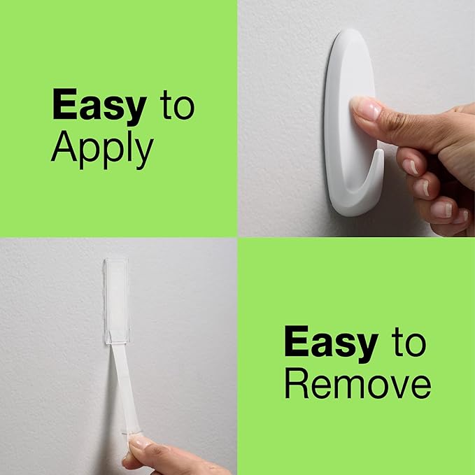 FrogTape reMOVEables Heavy Duty Wall Hooks - Holds up to 5 lbs - Includes 1 Hook and 2 Strips - No Damage - Easy to Remove & Reuse - Large Wall Hook with Adhesive Strips - White (Pack of 1)