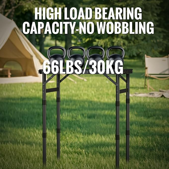 GARLLEN Folding Camping Table with Waterproof Plastic Tabletop, Portable Folding Picnic Table with 3-Adjustable Height, Aluminum Frame Outdoor Table for BBQ, Camping, Indoor Use, 22.8" L x 15.7" W