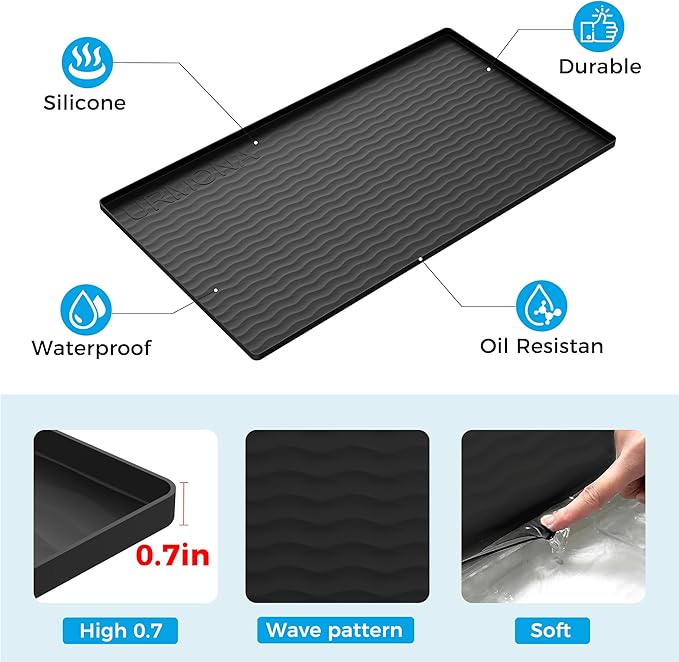 URMONA 22'' x 19'' Waterproof Silicone Under Sink Mat Cabinet and Counter Protector, Shelf Liner for Kitchen and Bathroom, Storage and Organizers, Litter Mat, Pet Cat Puppy Essentials（Light Cream）