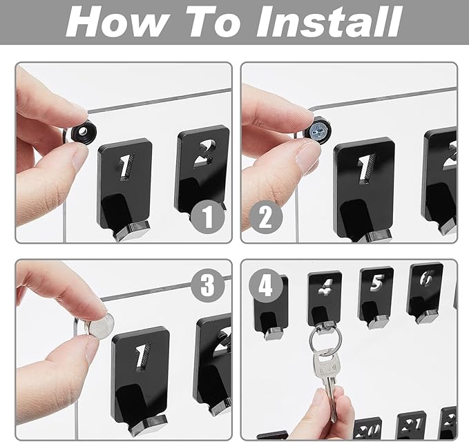 Beeveer Acrylic Key Board with 60 No. Hooks Wall Mount Key Rack Holder Hanger Storage Collection for School, Garage, Car Dealer, Office, Hotel, Real Estate(Transparent)
