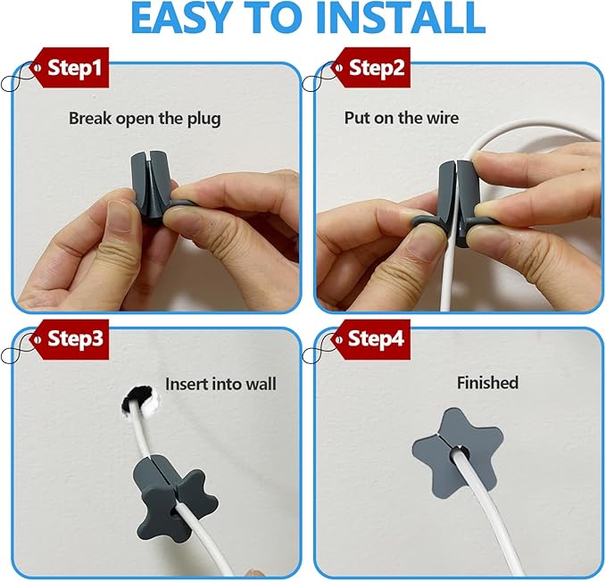 4PCS 5/8" Wall Grommets for Starlink mini Cable,Star Link Accessories Compatible with Starlink Mount for Streaming organizing Protecting Cords,Feed-Through bushings for 5/8 inch Hole(Grey)