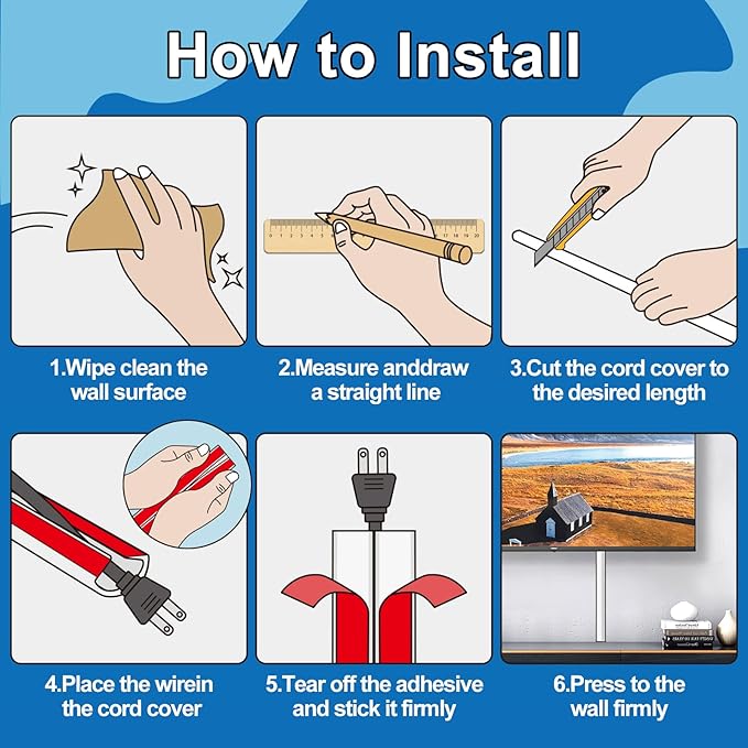 UOMTFAI Wall Cord Hider 39 Inch - Self-Adhesive Wire Cover Raceway for Walls, Flexible PVC Cable Concealer for Home and Office, W0.59 H0.39in - White