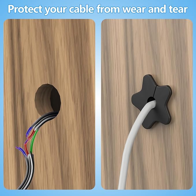 5/8 Inch Wall Hole Cable Routing Kit Accessories for Starlink Ethernet Cables, Silicone Cable Feed Through Bushings, Cable Grommet (Black, 2PCS)
