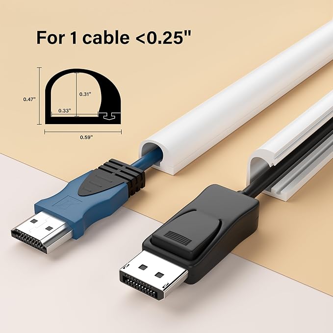 Cord Hider for Wall Mounted TV,39" One Cable Cover with Side Open, Flexible Silicone Wire Raceway Management,Self-Adhesive Cord Organizer,Wire Concealer Channel, White
