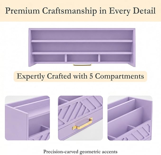 BLU MONACO | Wooden Mail Organizer Countertop with Drawer | Tabletop Organizer with Drawers for Desk | Mail Sorter Organizer Countertop Letter Paper Holder
