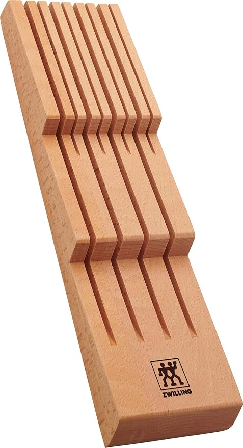 ZWILLING Kitchen Knife Drawer Insert Wooden Knife Holder Storage for 8 Knives Brown