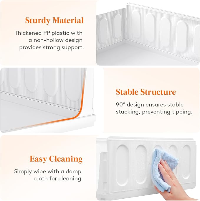 Lifewit 12 Pack Stackable Closet Organizers and Storage Basket for Clothes, Plastic Sweater Storage Bins for Wardrobe, Multifunctional Pants Organizer for RV, Pantry, Kitchen, Dorm, 16.5" Depth
