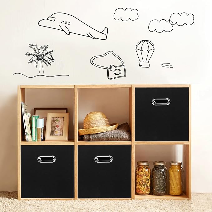 STOREONE Fabric Storage Bins Cubes Baskets Containers-(11X11X11) with Dual Handles for Shelf Closet, Nursery Home ， Bedroom Organizers, Foldable Set of 1 (black)