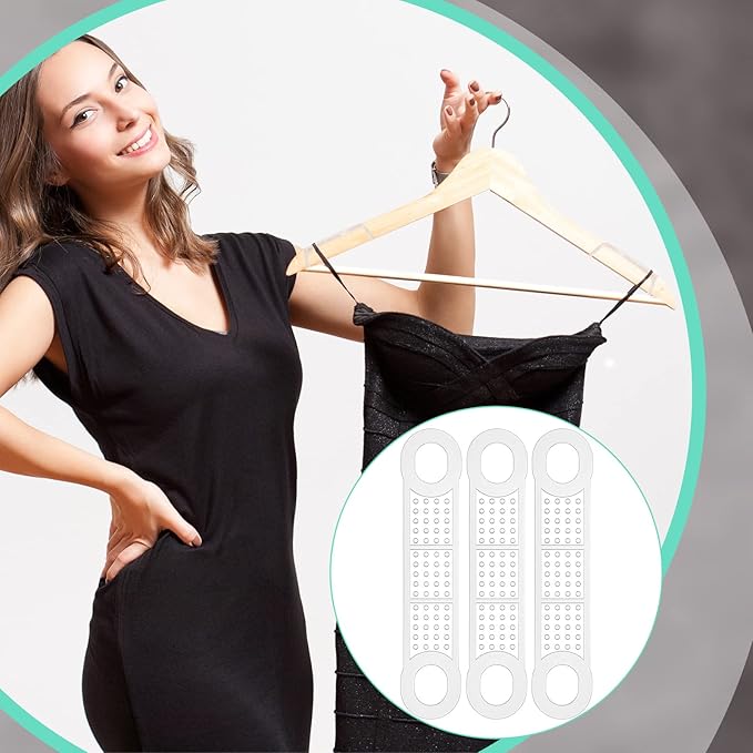Taiyin 100 Pcs Non Slip Rubber Clothes Hanger Grips Clear Silicone Clothing Hanger Strips Clothes Hanging Accessories for Wood Plastic Home Stores Use