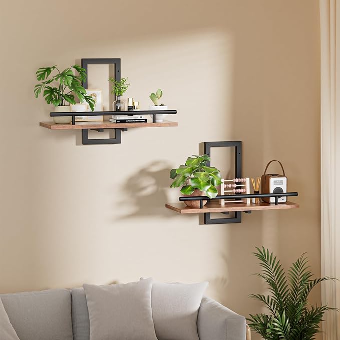Sbosbo Floating Shelves for Wall, Plant Shelf Indoor, Wall Planters for Indoor Floating Plant Shelves for Bedroom, Living Room, Kitchen, Office, Bathroom Decor (2 Pack) (Black 02, 3)