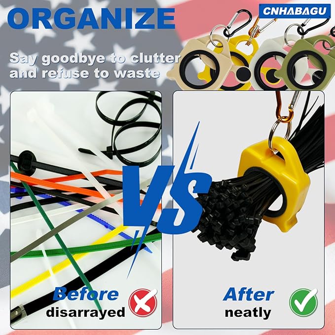 Zip Tie Holder Organizer Cable Tie Organizer Holder for Tool Belt Strong Efficient Solution for Electrician Zip Ties Holder Reusable Portable Safety(Yellow, 4 Pack)