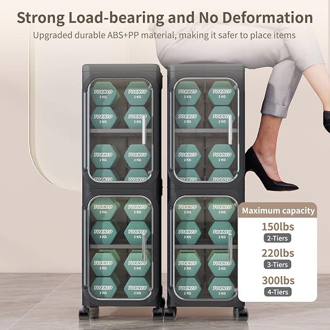 5-Tiers Slim Bathroom Storage Cabinet, Foldable Storage Cabinets,Narrow Bathroom Storage,Movable Bathroom Storage Organizer for Small Spaces,Bathroom,Kitchen,Laundry, Black
