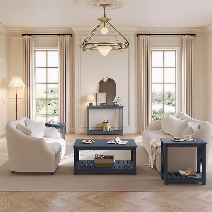 ChooChoo Farmhouse Console Table, Rustic Vintage Narrow Sofa Table for Entryway, Living Room, Hallway, 40 Blue