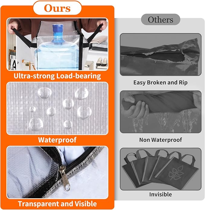 TasticTotes 8 Pack Clear Storage Bags for Comforter, Clothes & Bedding, Plastic Blanket Storage with Zipper and Handle, Moving Bags, Closet Organizer and Under-Bed Storage (40L)