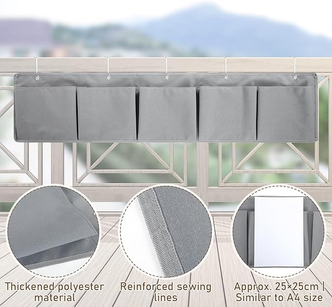Extra Large Bedside Caddy Storage Bag 53 Inch Bedside Hanging Organizer Bedskirt Pocket Organizer Storage Bag Shoe Rv Pockets with Hook for Home Dormitory Hospital Camper Van Bunk Nursery Bed(Grey)