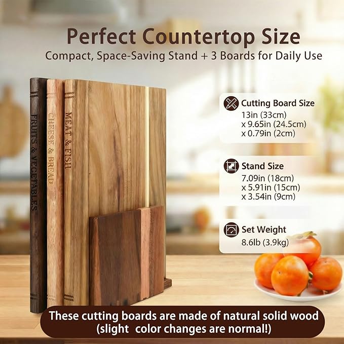 Solid Acacia Wooden Cutting Boards That Look Like Books, Decorative Book Shaped Cutting Board Library Set for Kitchen, Unique Gift for Book Lovers & Home Cooks (Mixed color 4)