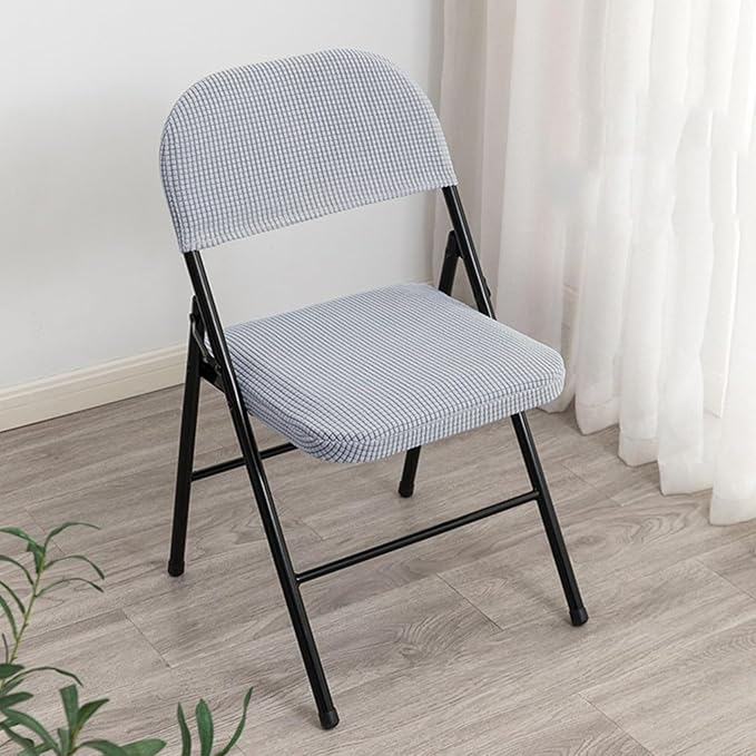 Dust-Proof Folding Chair Covers 2 Piece Set Backrest & Seat Cushion Cover for Office Meeting，Household，Computer，Party (Light Grey, One Size)