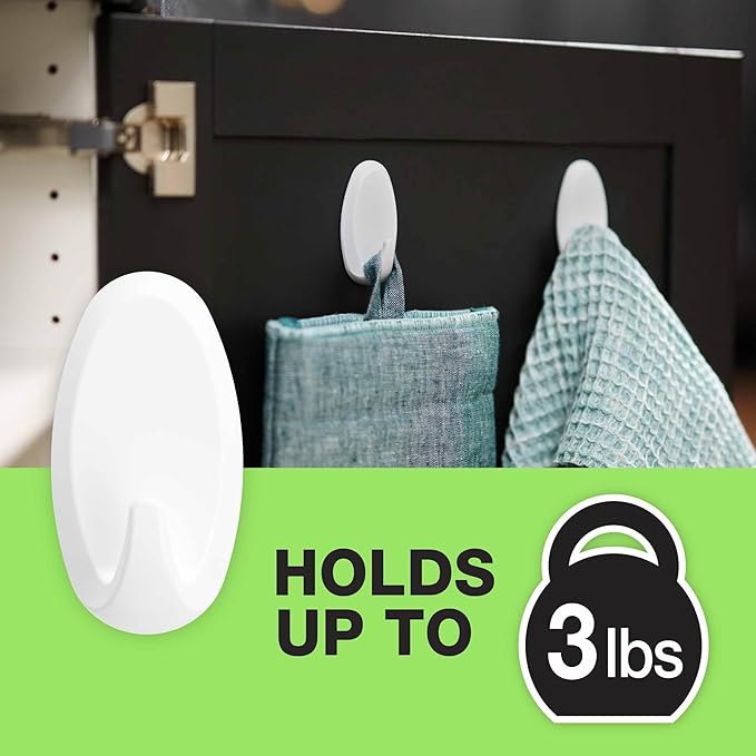 FrogTape reMOVEables Heavy Duty Wall Hooks - 8 Hooks and 12 Strips - Holds up to 3 lbs - No Damage - Easy to Remove & Reuse - Medium Wall Hook with Adhesive Strips - White (Pack of 8)