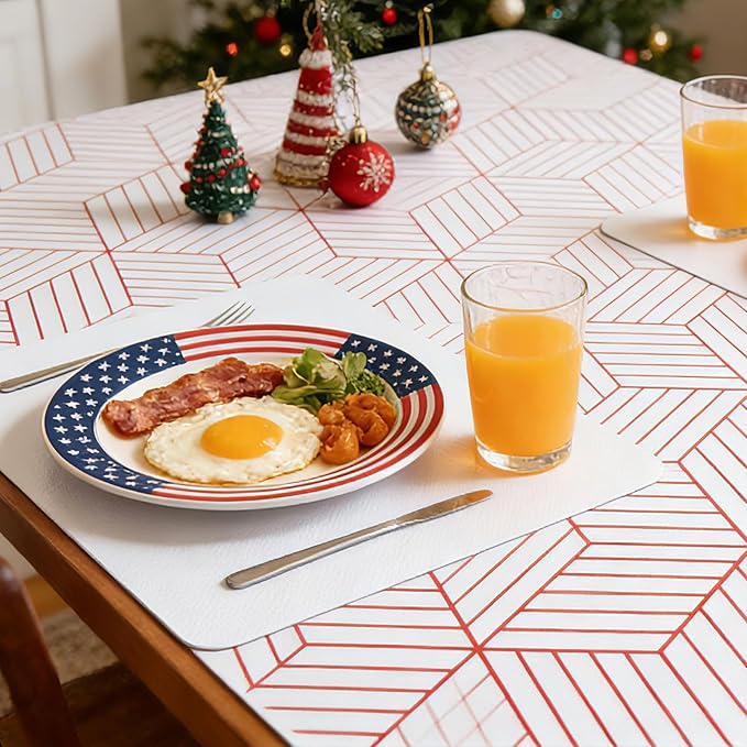 Red Geometric Pattern Shelf Liner, Non-Adhesive Non-Slip Thickened Drawer Liner, Easy to Clean Contact Paper for Kitchen Cabinets, Tool Box, Refrigerator, Includes Knife & Tape .17.3×236.22inches.
