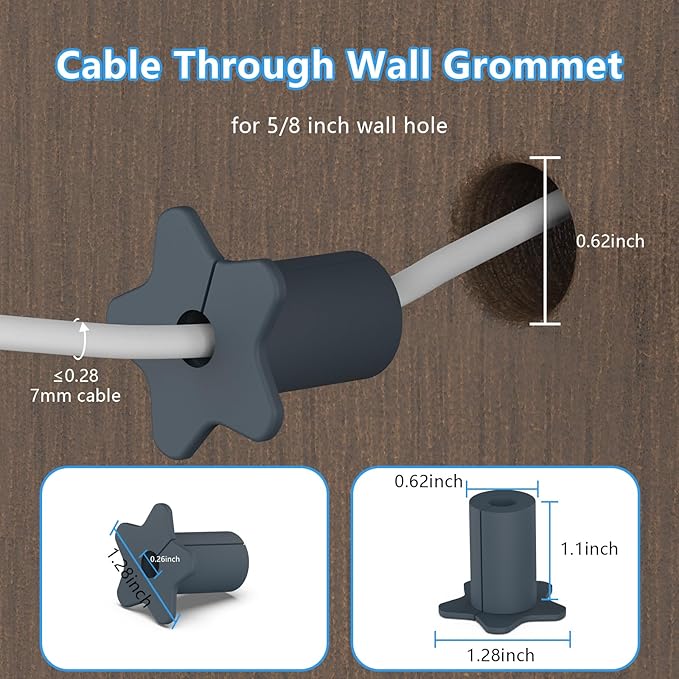 4PCS 5/8" Wall Grommets for Starlink mini Cable,Star Link Accessories Compatible with Starlink Mount for Streaming organizing Protecting Cords,Feed-Through bushings for 5/8 inch Hole(Grey)