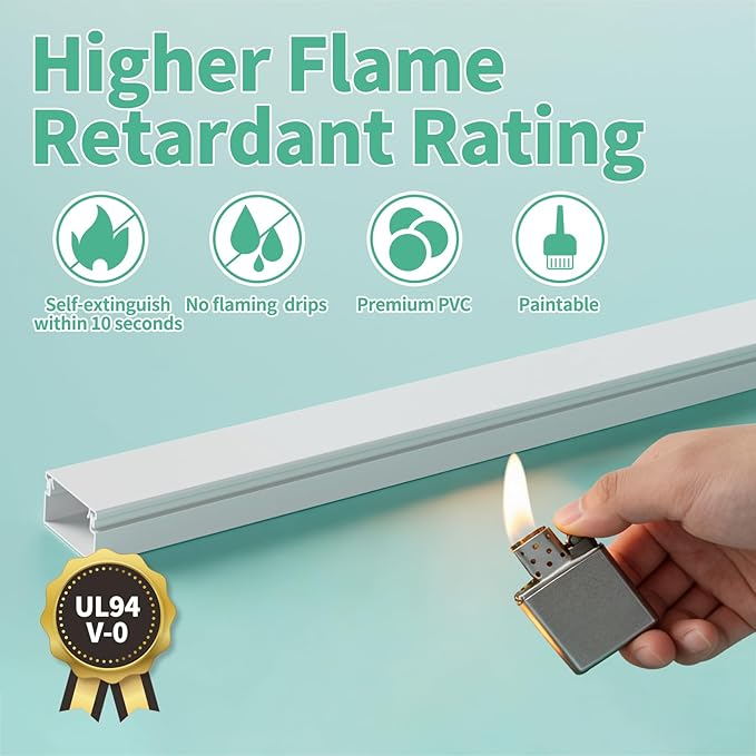 Delamu Cord Hider, 100in Self-Adhesive Cord Cover Kit for Wall Mounted TV, Paintable Wire Hider, Flexible Cable Management System, Cable Raceway Conceals 2-3 Wires, W0.95 H0.55in, White