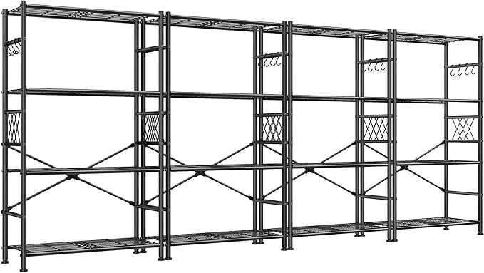 Wire Shelving Storage Rack with Hooks,Metal Shelving Units Shelf Organizer,Wobble-Free Garage Shelving with Adjustable Leveling Feet for Kitchen Pantry Laundry Bathroom Closet Dorm,12"D x 30"W x 60"H