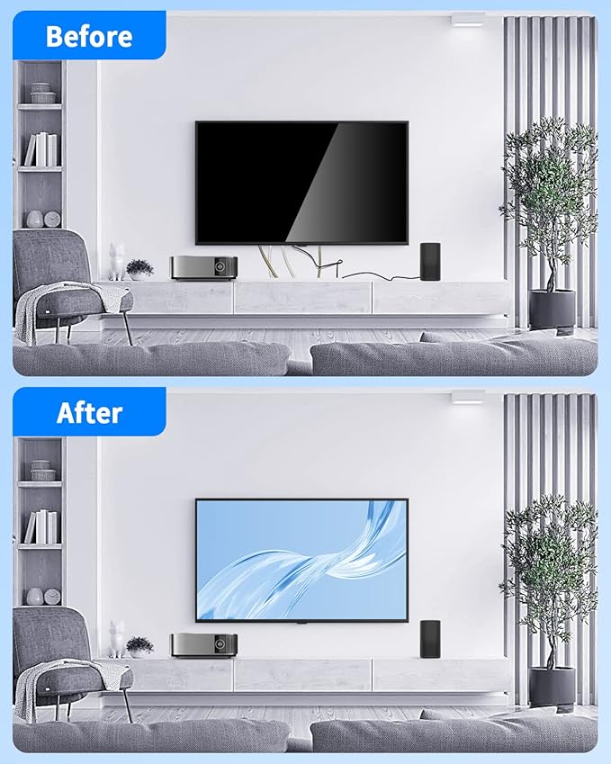 Recessed Outlet Box for Wall Mount TV, Behind TV Outlet Box with Dual Power Receptacle, in Wall Cable Management Kit, TV Cord Hider for Home Office, White